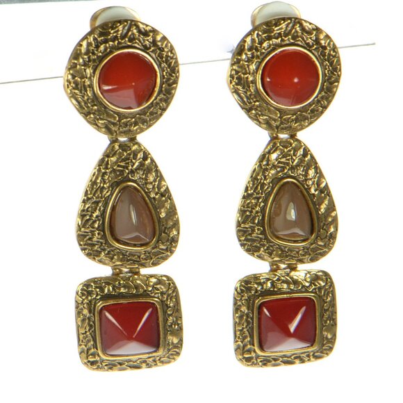 Vintage Oscar De La Renta Clip-on Drop Earrings